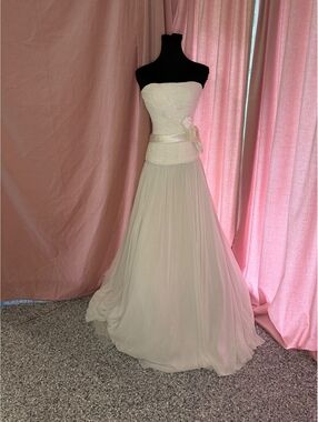RS Couture Elegant Ivory Strapless Wedding Dress Size 42 Made in Italy